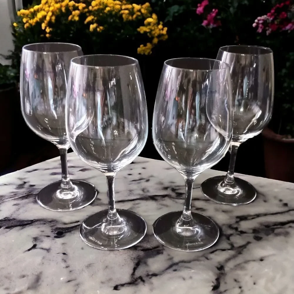 4 Villeroy & Boch Red Wine Glasses NEW Goblets Collection Entree‎ Crystal Clear